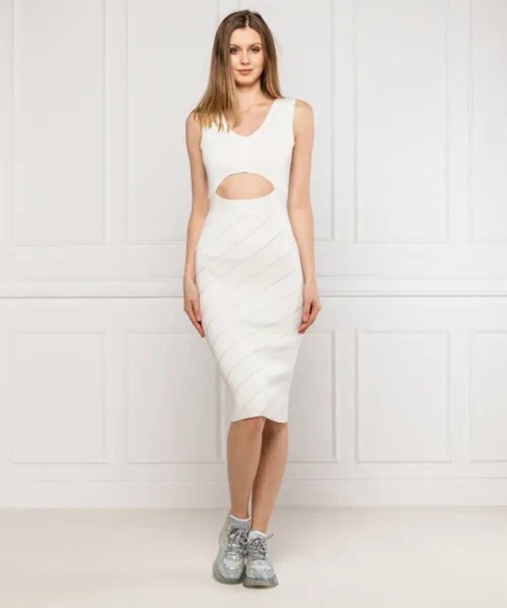 NWT Pinko Nauru Abito Cutout White (Ivory) Bodycon Dress Size Med, Large